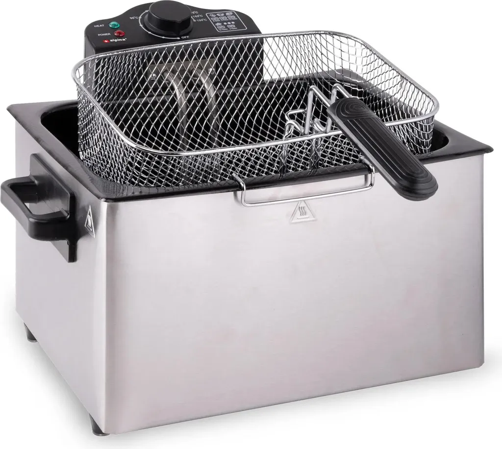 Alpina Friteuse Double 5L avec 3 Paniers en Acier Inox - Puissance 2000W