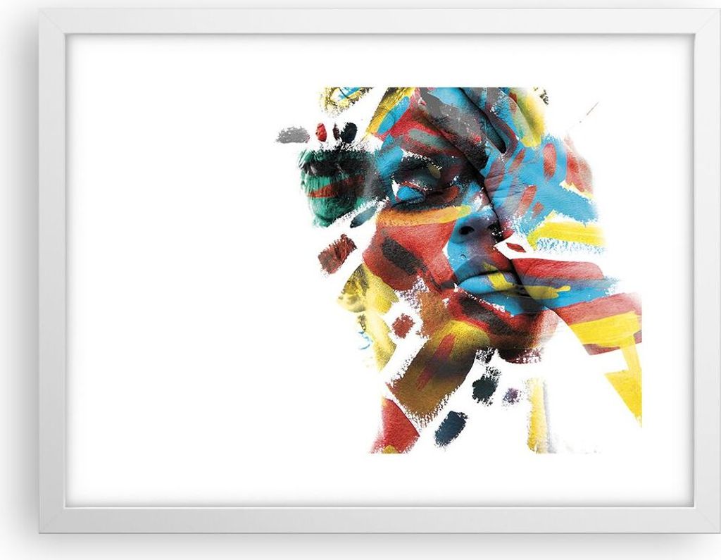 Gerahmtes Poster - Weißer Rahmen - Gemalt Gesicht Modern - 40x30 cm - Wand Bild - Wanddeko - Wandbilder - Kunstposter - Wandposter - Bilderrahmen ...