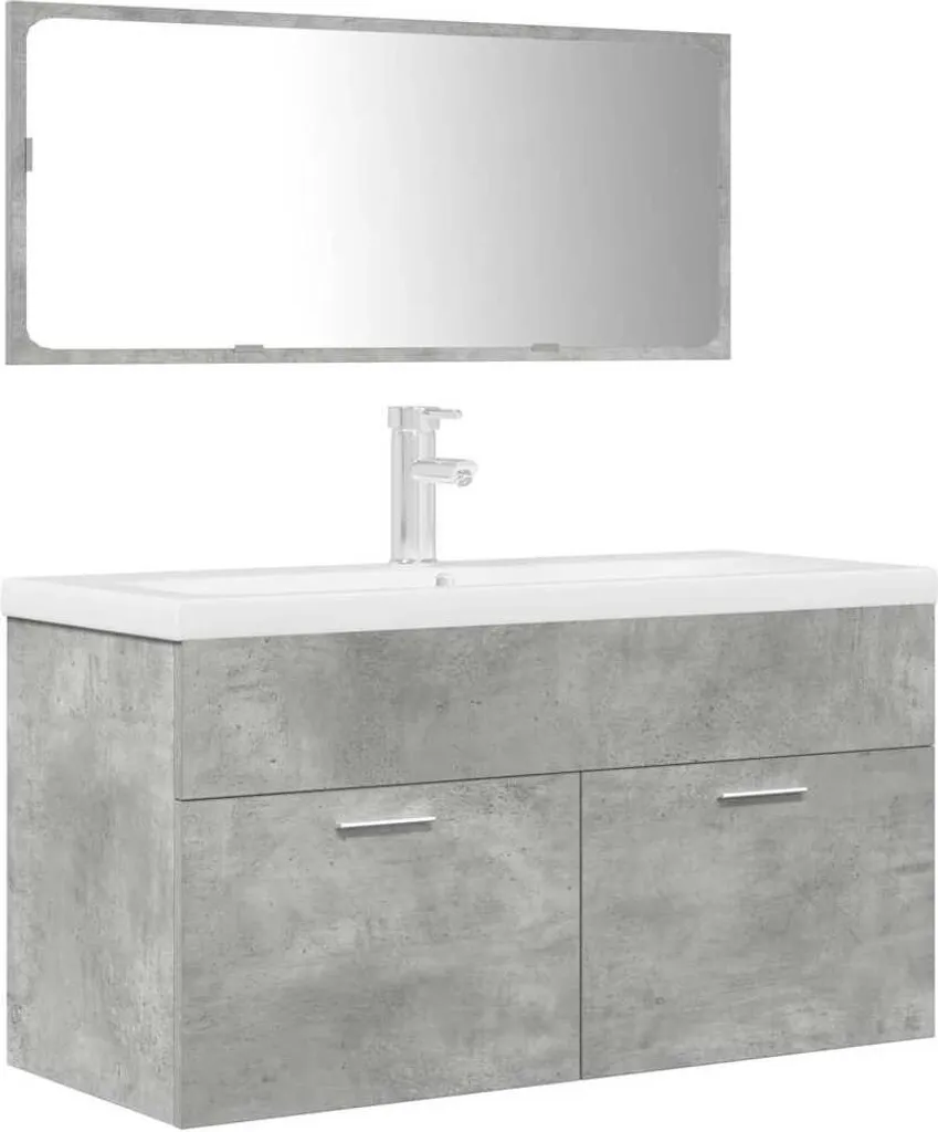 Ensemble de salle de bain 3 pièces en bois composite gris mat