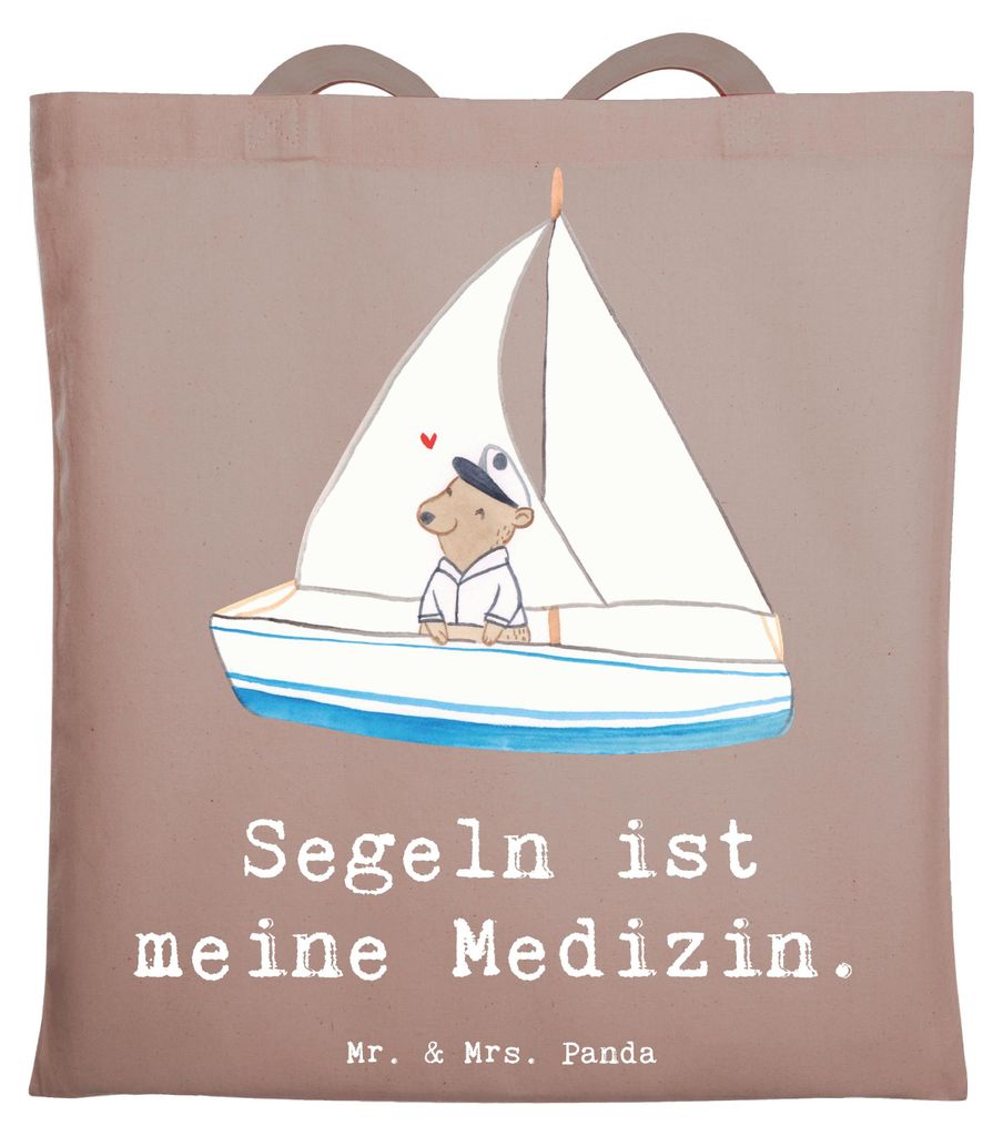 Mr. & Mrs. Panda Tote Bag Bär Segeln - Braun Pastell - Produktbild 