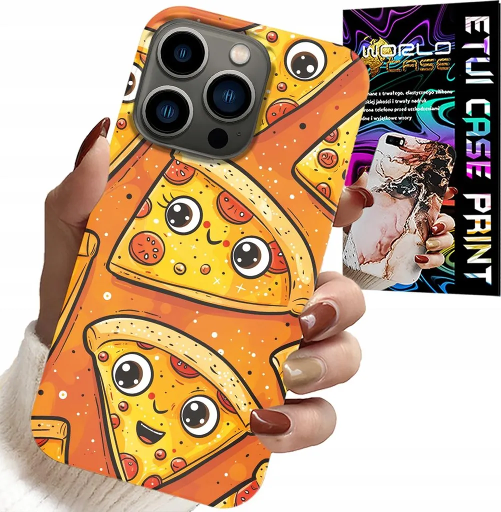 Custodia iPhone 16 Pro Max Pizza Dolce Sorridente per Ragazzi + Vetro