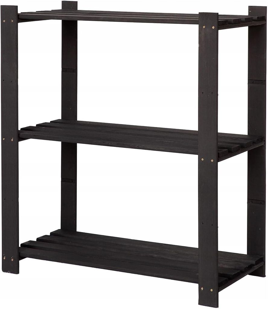 STOLMAK Schuhregale mit 3 Böden Massivholz Schwarz Kiefernholz 80x90x38 cm (BxHxT) Holzregal Schuhschrank Schuhablage
