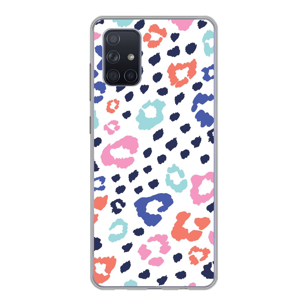 MuchoWow Handyhülle Schutzhülle Hülle für Samsung Galaxy A51 Panther Druck - Pastell - Farben Silikon Softcase Handy Hülle - Schutzabdeckung