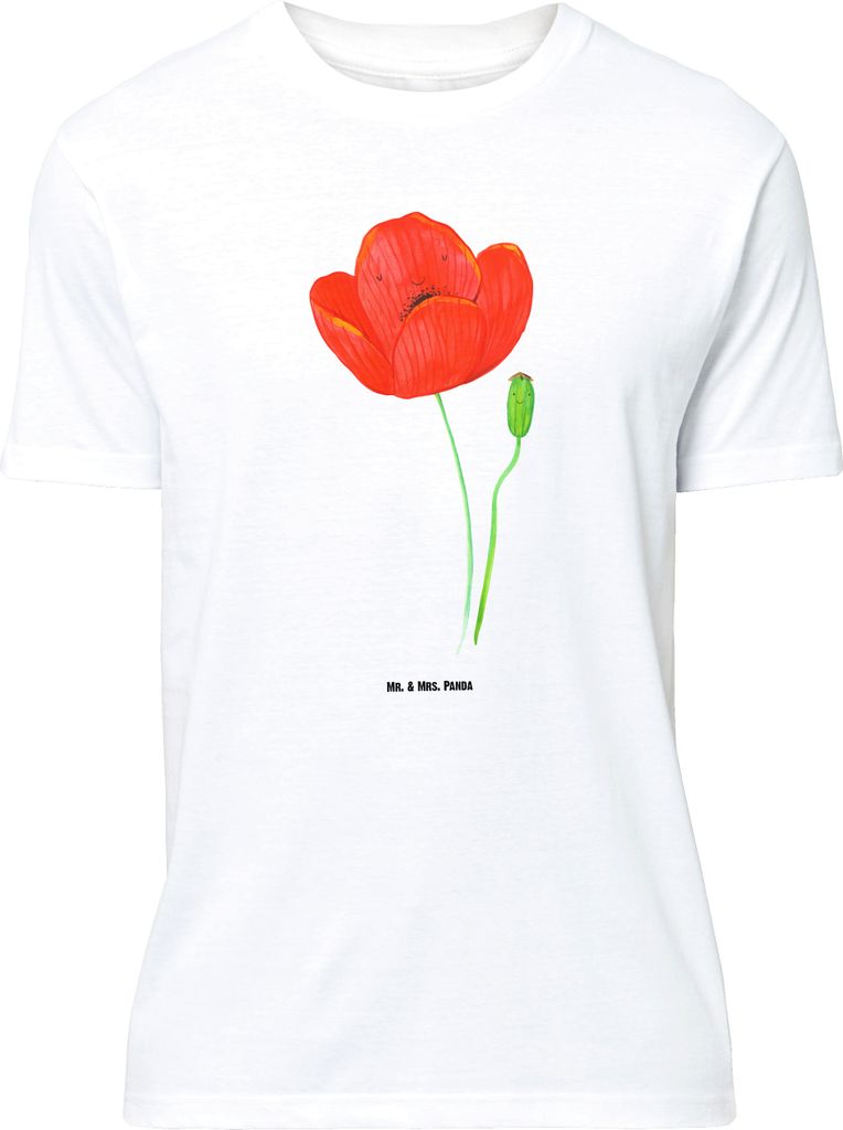 Mr. & Mrs. Panda Größe L T-Shirt Blume Mohnblume - Weiß - Geschenk, Tshirt, Religion, Motivation, Shirt, Respekt, Selbstliebe, Glaube, Garten, m...