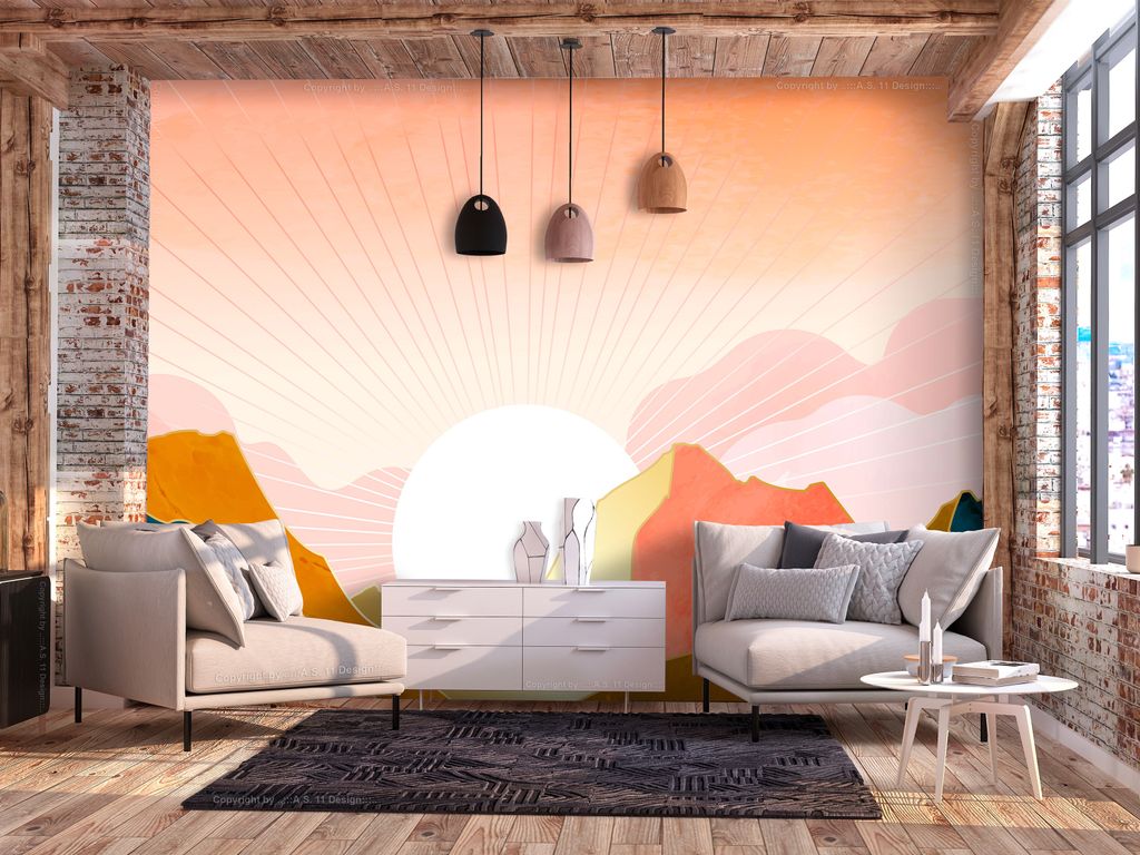 Vlies Fototapete Nordic Style 400x280 cm Tapeten Wandtapete XXL Abstrakt Marmoroptik Gebirge Boho c-B-0636-a-a