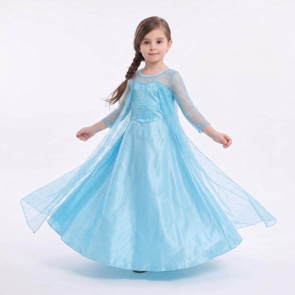 Eisblaues Prinzessinnenkleid für Mädchen mit Glitzer, Produktbild 