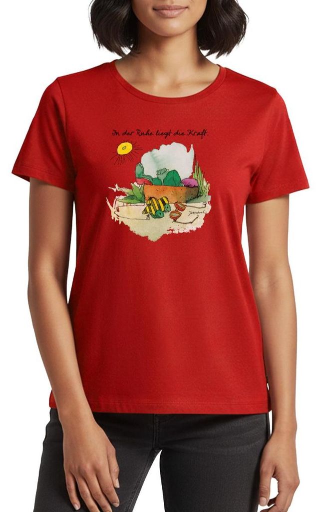 Spreadshirt Janosch Günter Kastenfrosch Tigerente Frauen Premium T-Shirt, 3XL, Rot