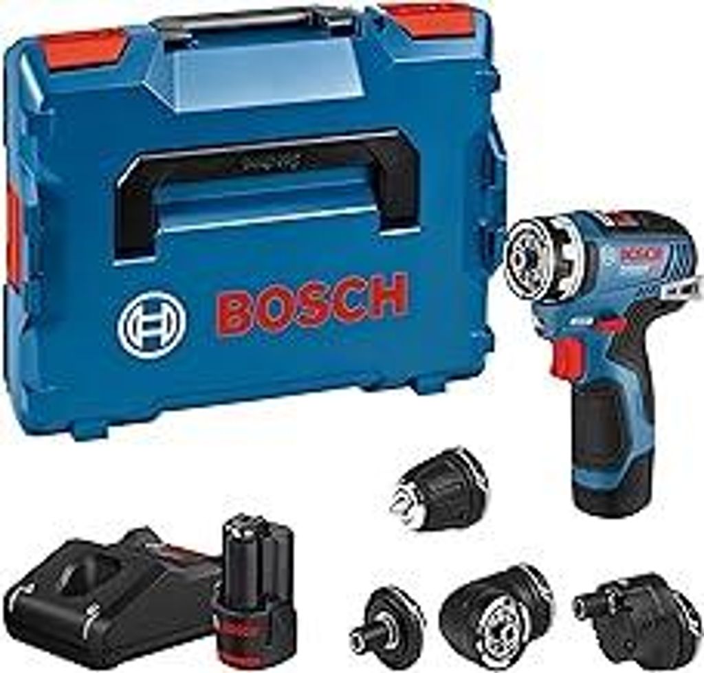 Bosch Professional 12V System Akku Bohrschrauber GSR 12V-35 FC - FlexiClick System (inkl. 2x 3.0Ah Akku, Schnellladegerät GAL 12V-40, 4x Aufsätze...