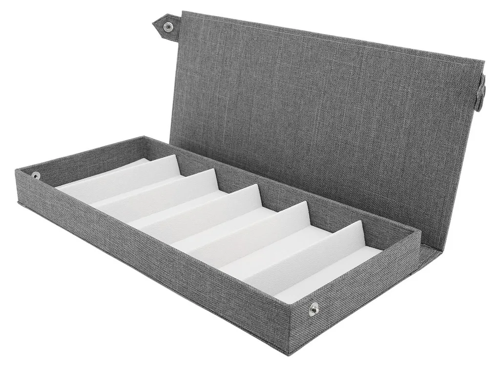 Organisateur de lunettes multi-slots en lin - Boîte de transport Grise