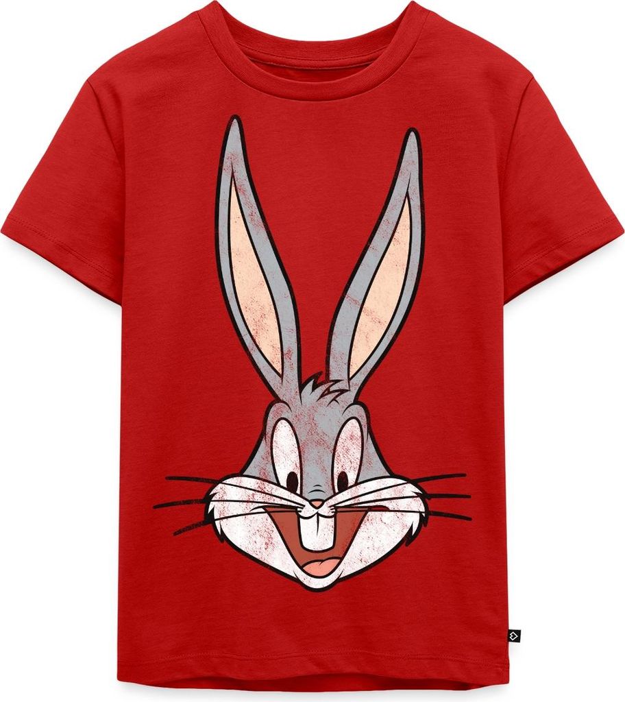 Spreadshirt Looney Tunes Bugs Bunny Kopf Vintage Kinder Premium T-Shirt, 134/140 (8 Jahre), Rot