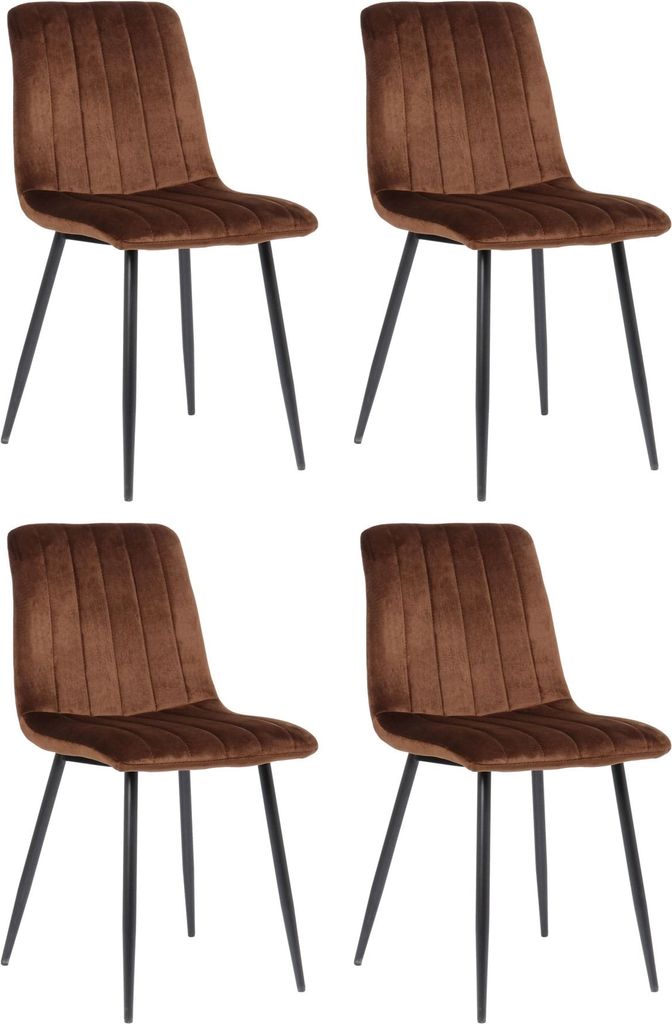 4er Set Stühle HLO-CP46 Samt braun