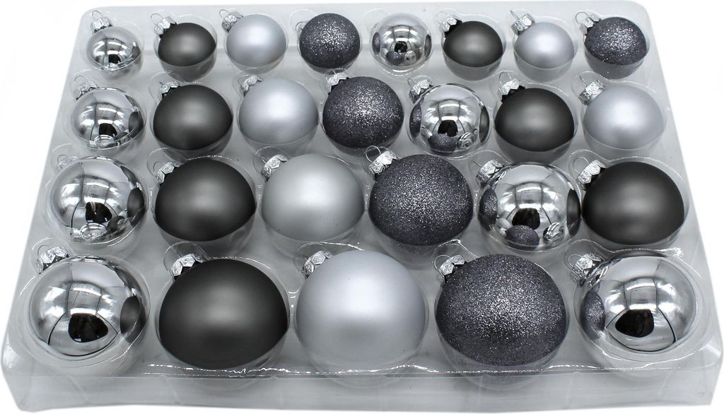 Weihnachts-Kugel Mix Paket 52 Stück silber