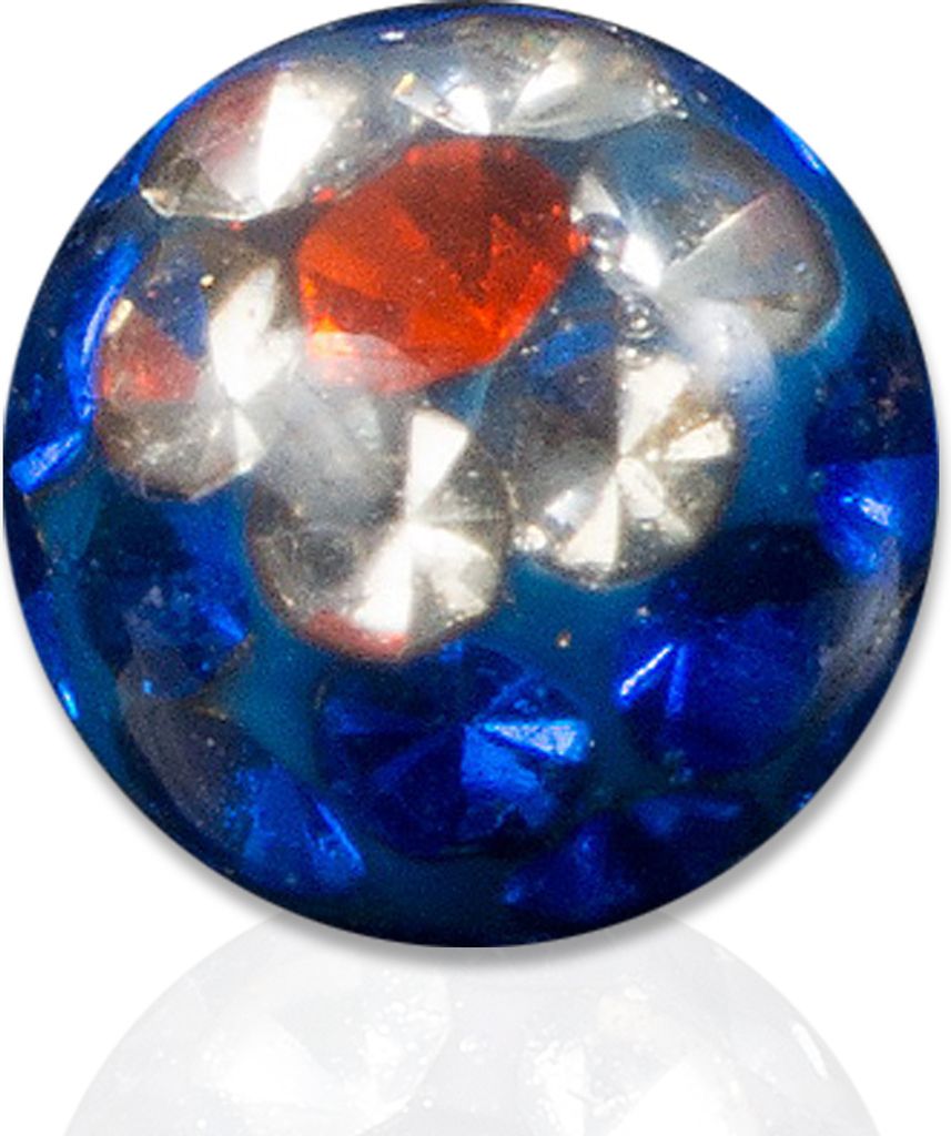 viva-adorno 1,2 x 6mm Piercing Schraubkugel Ersatzkugel Epoxy Multikristall Ferido verschiedene Farben und Größen Z440,2 Blau Blüte