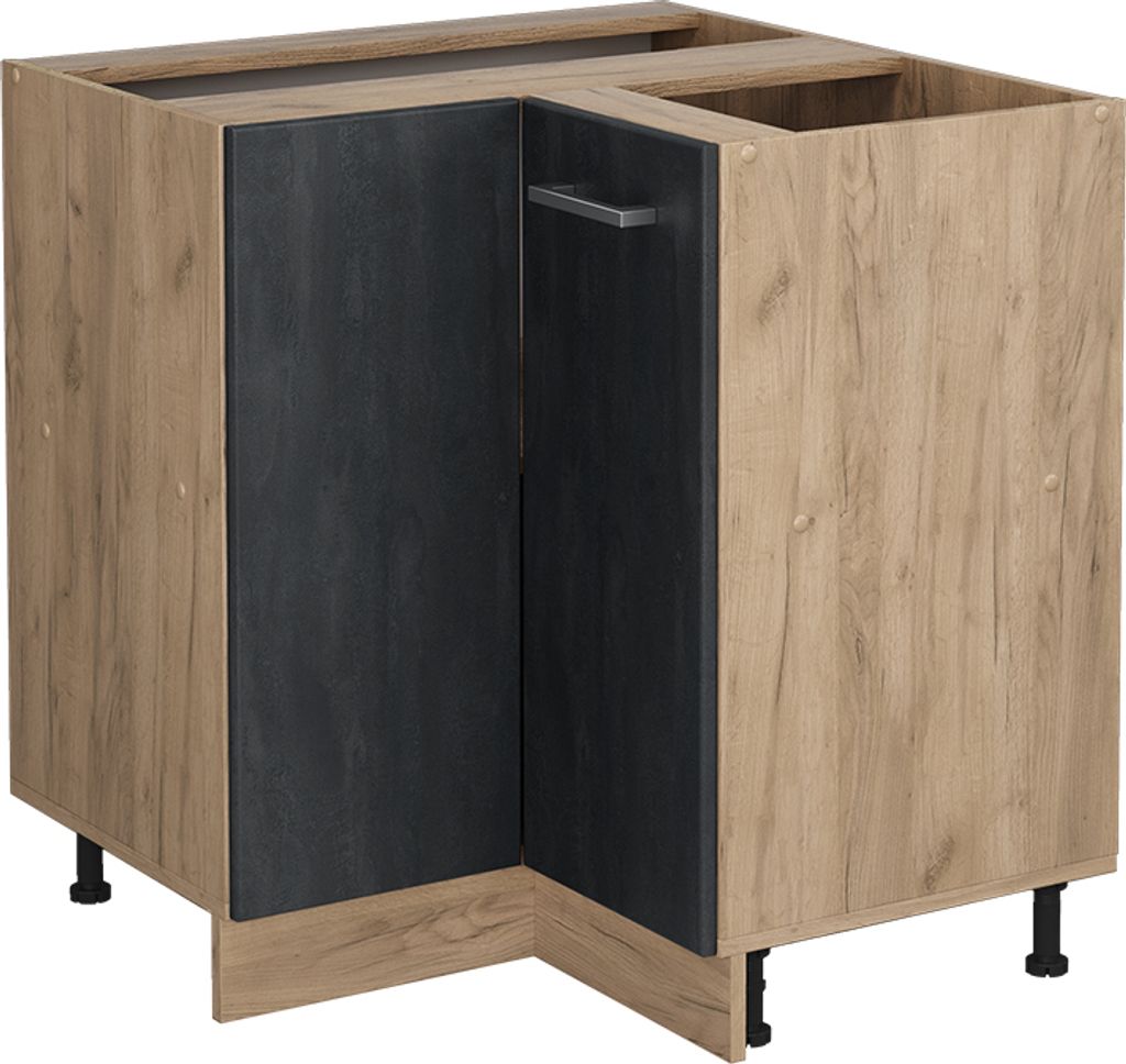 Eckunterschrank Vicco R-Line Schwarz Beton 75.6 cm ohne Arbeitsplatte, Model 47527