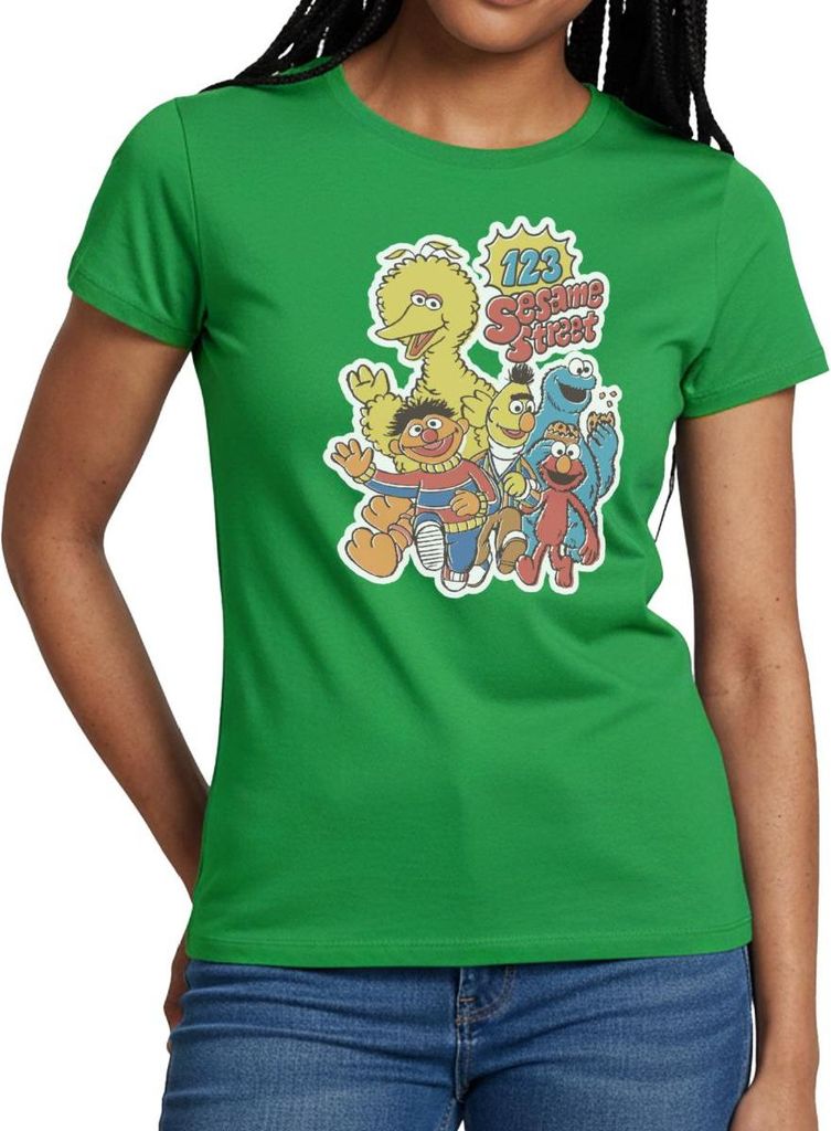 Spreadshirt Sesamstraße 123 Sesame Street Charaktere Frauen T-Shirt, XL, Kelly Green
