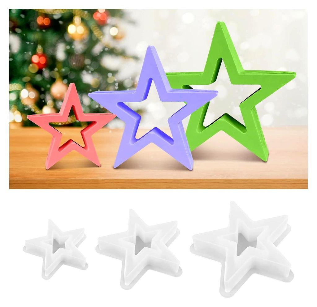 Silikonform Weihnachten Stern, 3 Stück Silikonformen für Gießungen