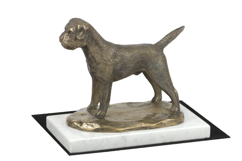 Cadeau Idéal Border Terrier : Statue Marbre Blanc Durable pour Collection - 3