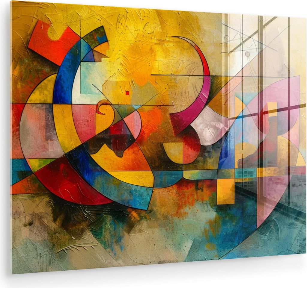 MuchoWow Glasbilder - Bilder auf Wandbild - Foto auf Glas Kunst - Abstrakt - Ästhetisch - Farbenfroh - Kunst 40x30 cm Wanddekoration aus Glas - Ac...