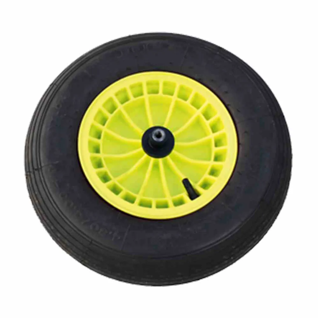 Roue de brouette increvable verte et noire pour travaux extérieurs