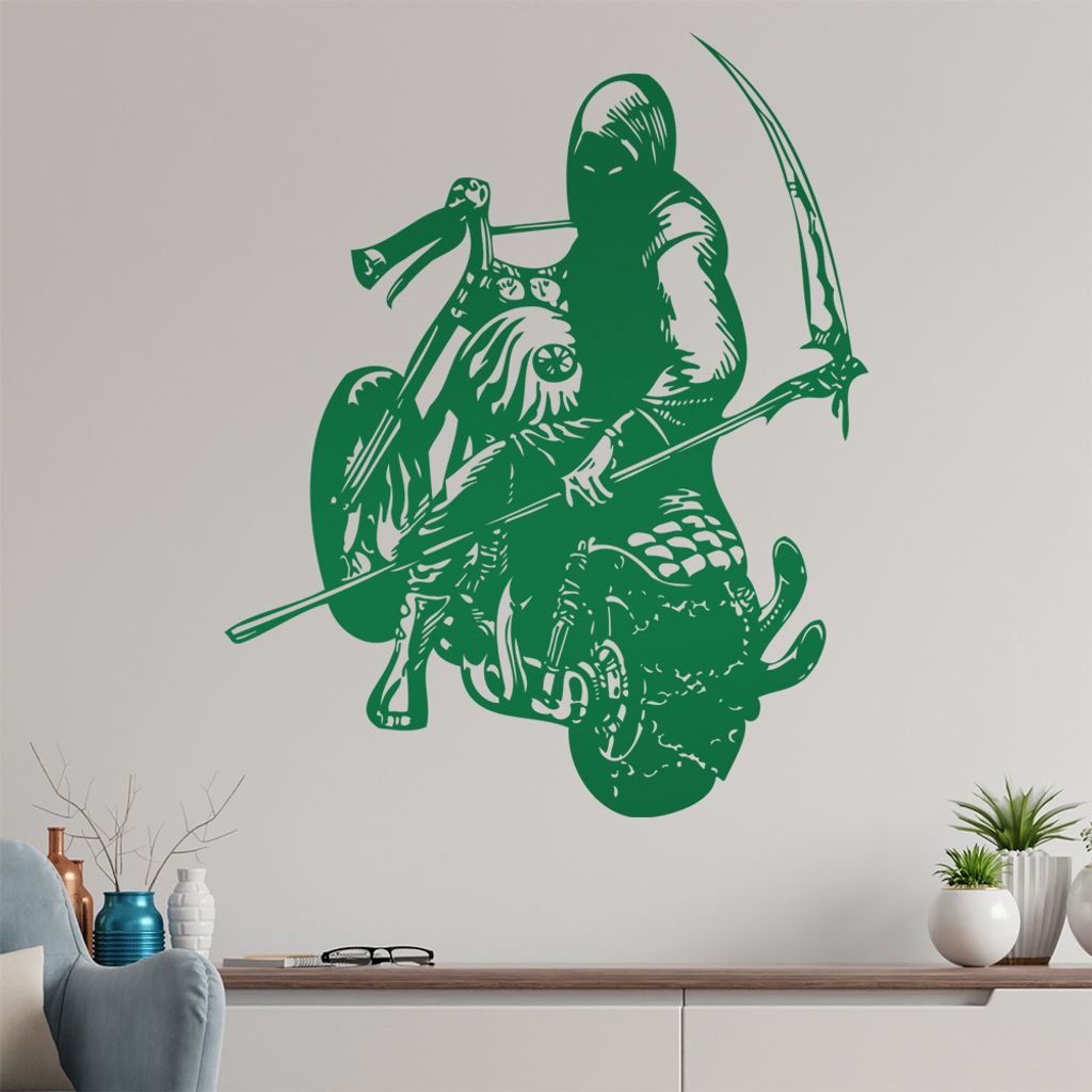 Biker - der Tod Wandtattoo in 6 Größen - Wandaufkleber Wall Sticker - Dekoration, Küche, Wohnzimmer, Schlafzimmer, Badezimmer
