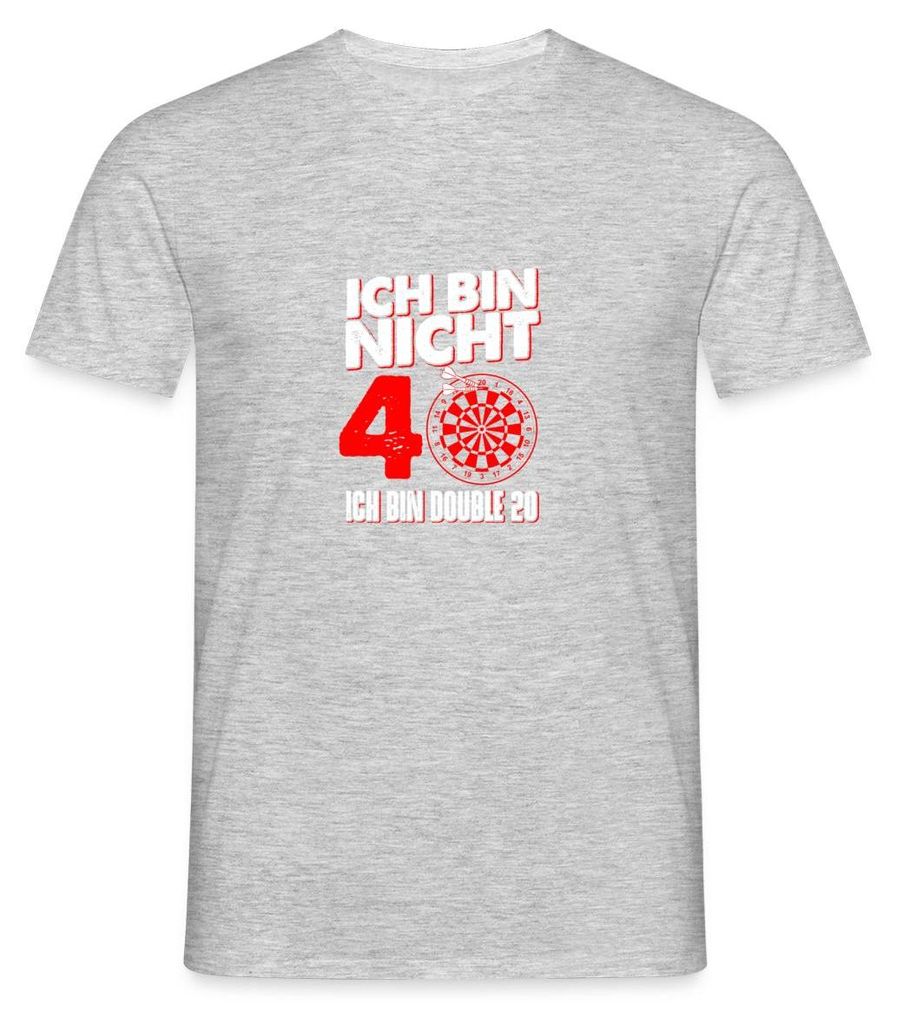 Spreadshirt 40. Geburtstag | Dart | Double 20 Männer T-Shirt, S, Grau meliert