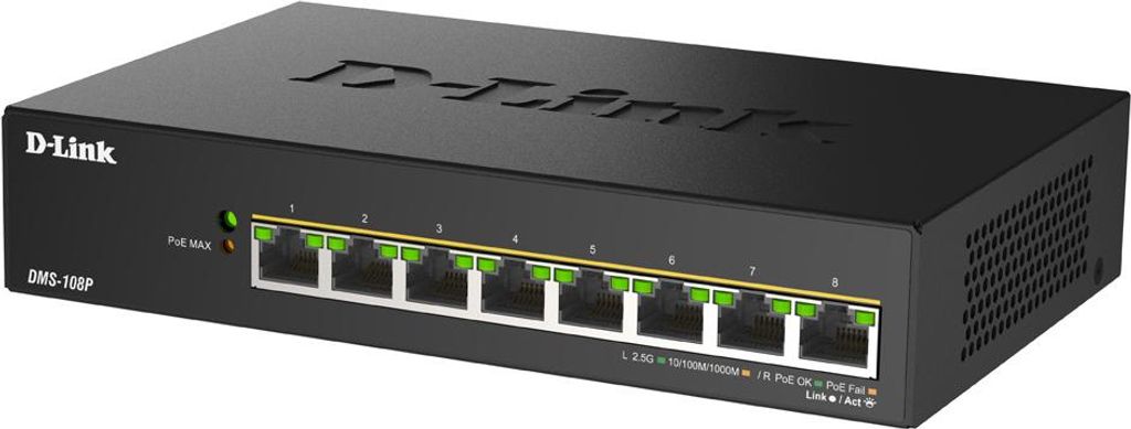 D-Link DMS-108P/E 8-Port Switch Multi-Gigabit Unmanaged PoE