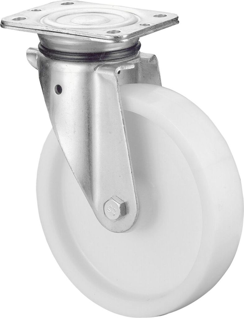 BS Rollen Schwerlast-Lenkrolle B10 Durchmesser 200mm Tragfähigkeit 600kg Kunststoff-Rad naturfarben Platte 138x110mm - N100.B10.201