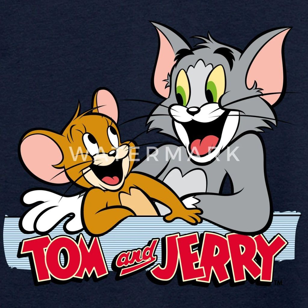Spreadshirt Tom Und Jerry Fröhliche Freunde Teenager T-Shirt, 152/164 (12-14 Jahre), Navy