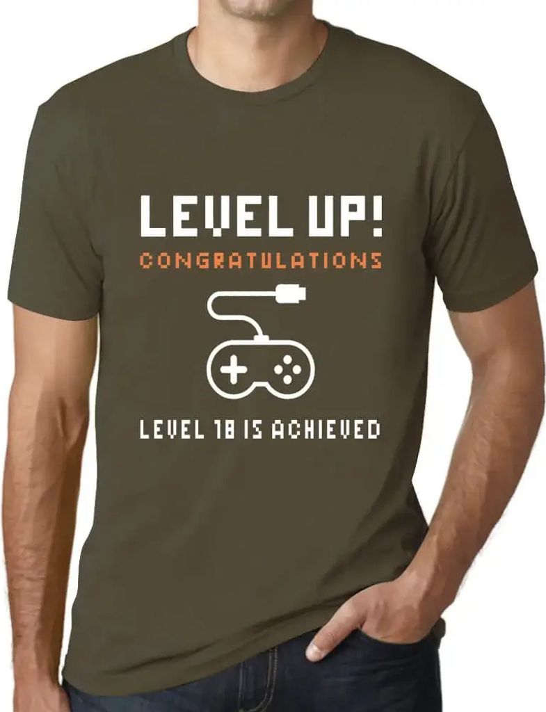 Herren Grafik T-Shirt Level aufsteigen! Level erreicht – Level Up! Level Achieved – Öko-Verantwortlich Vintage Jahrgang Kurzarm Lustige Druck