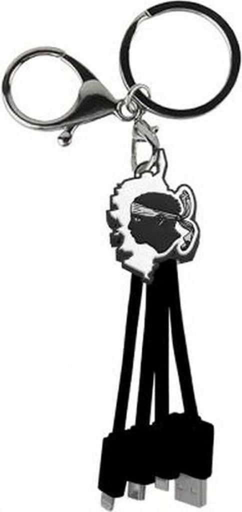 YELLO KOKO, 3-in-1-Kabel Andy USB A/Micro-USB, USB C, Lightning 0,15 m Korsika, Schwarz