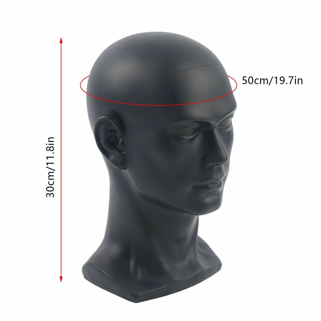 Männliche Modellkopf Haarperücken Schaufensterpuppe Kopf Mannequin Kopf Schwarz 