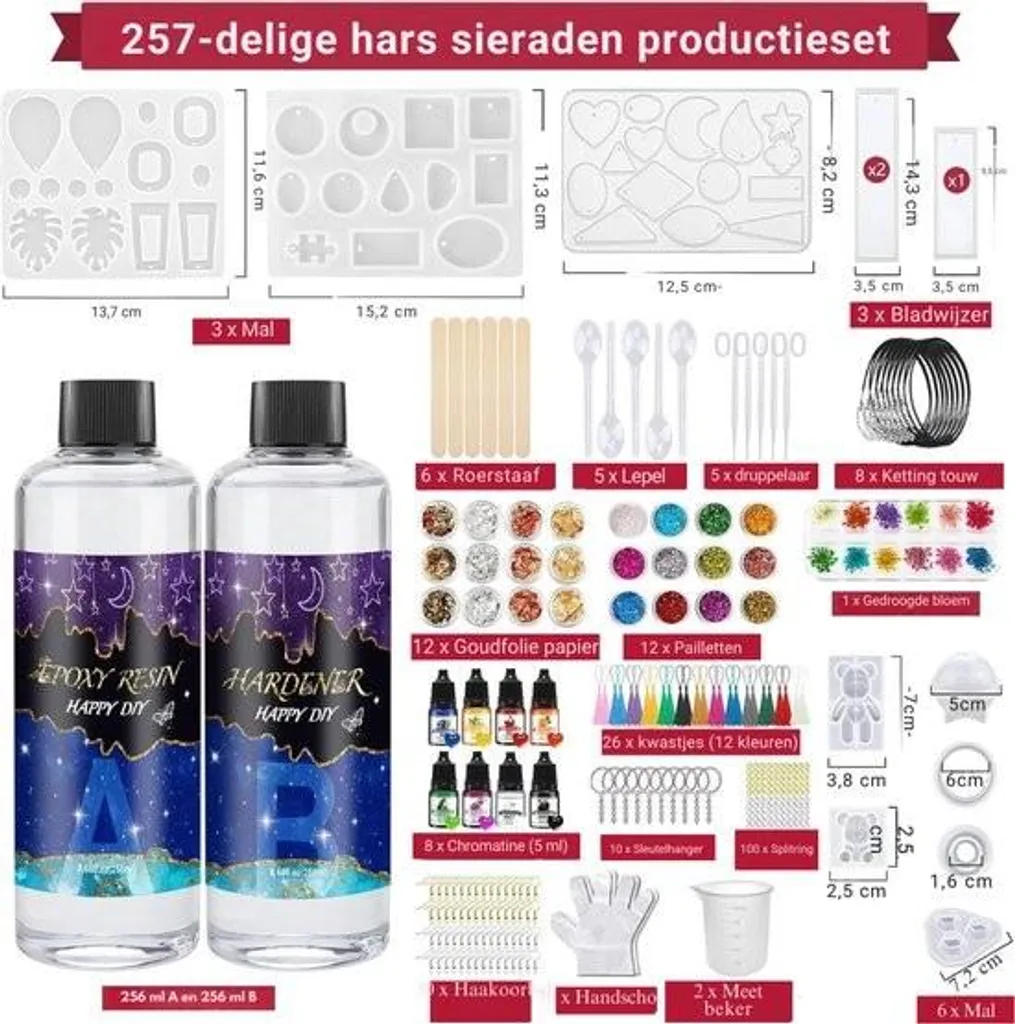Kit de démarrage résine époxy pour bijoux - Kit complet avec moules DIY
