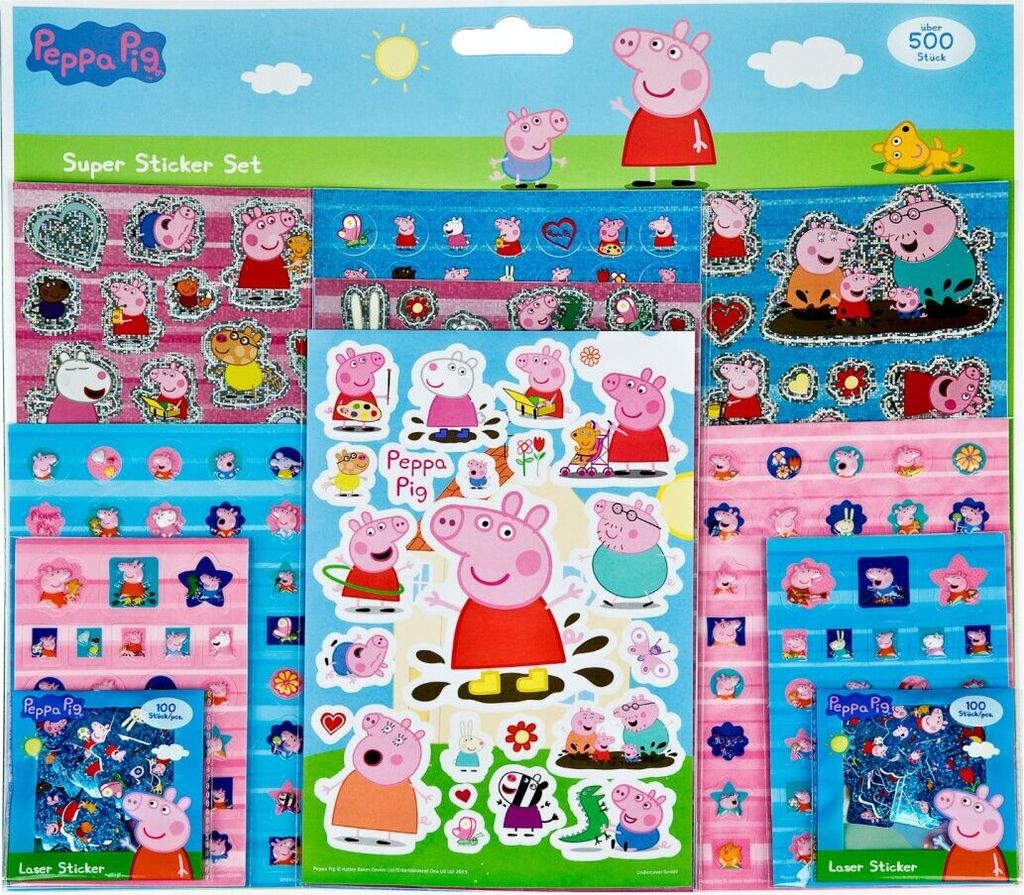 Peppa Pig Sticker-Set 500 Aufkleber für kreative Bastelideen