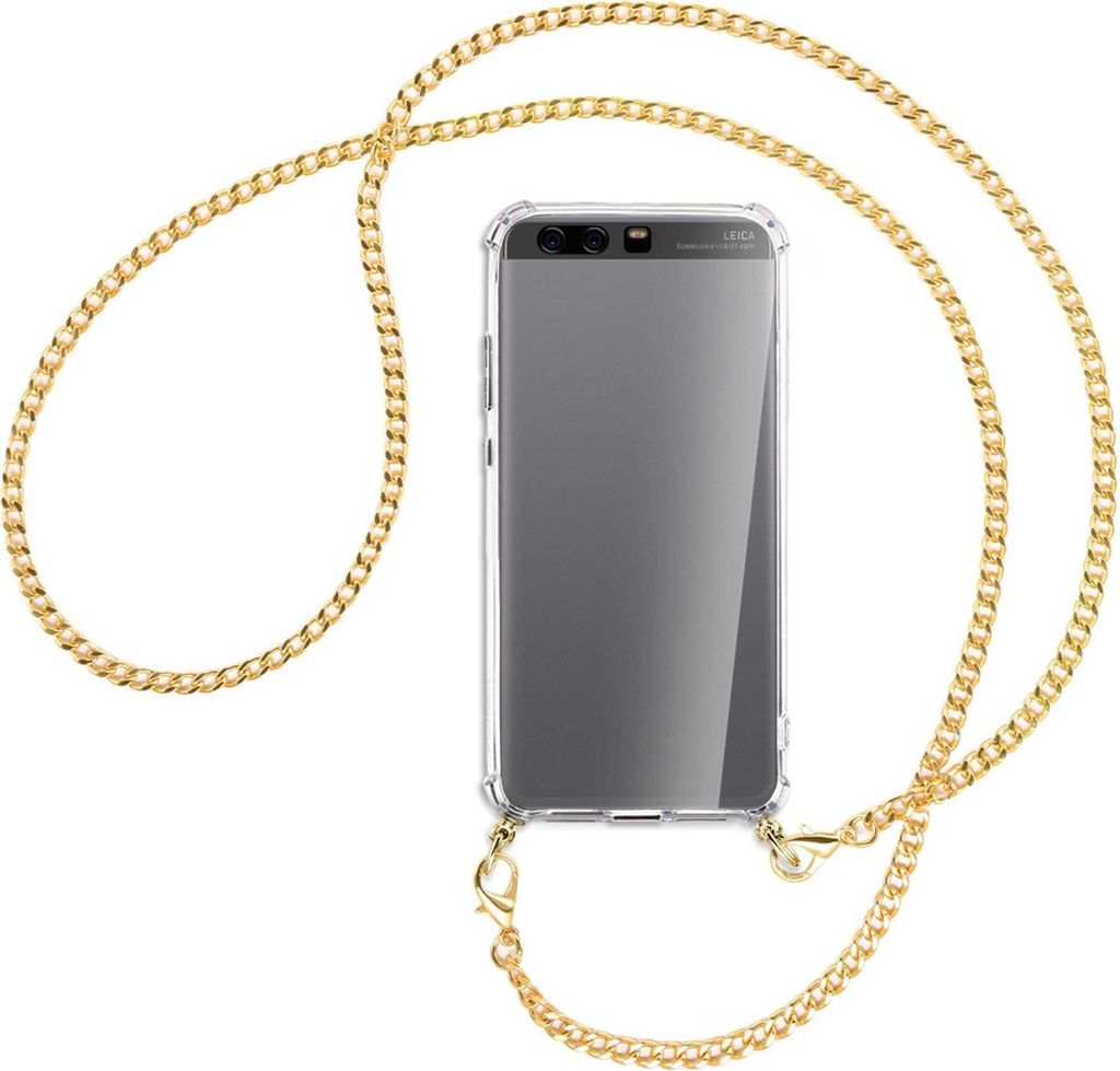 Handykette Backcover-Schutzhülle mit Band (Metall goldfarben) für Huawei P10 Plus - goldfarbene Kette