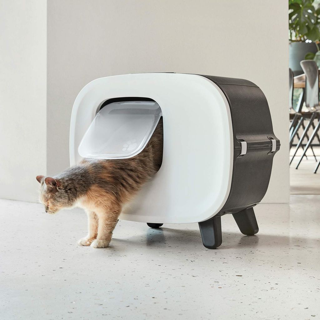 Designer-Retro Katzentoilette mit Schwingklappe, Filter und Produktbild 5