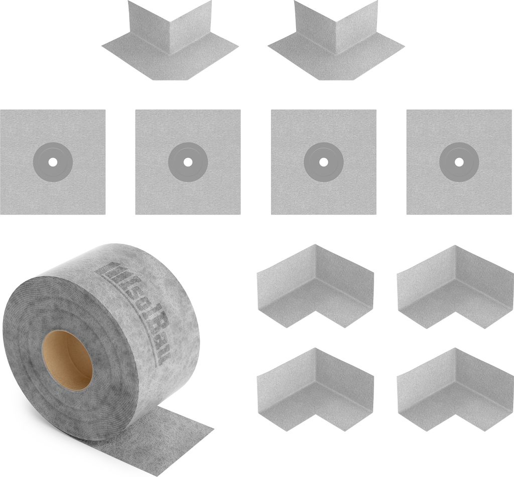 Isolbau 206G Bandset - Dicht-Set für den Innen und außen bereich inkl. 50 m Dichtband, 4x Innenecken, 2x Außenecken & 4x Wandmanschetten, Abdich...