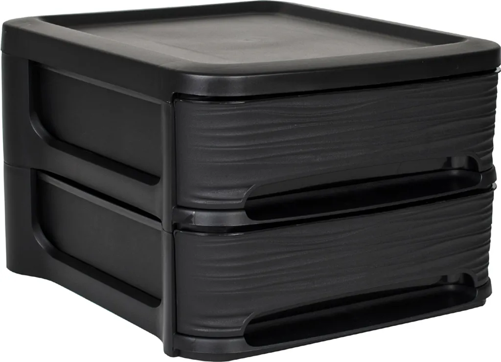 Cassettiera Robusta EDA STONE 2 Cassetti | Portautensili Nero PP