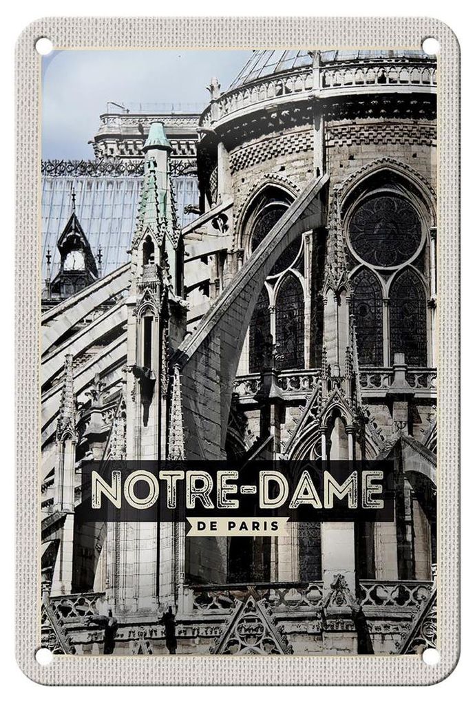 Blechschild Reise 12x18cm Notre-Dame de Paris Architektur Dekoration