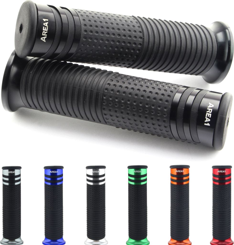Area1 universal Motorrad Griffe Lenkergriffe Motorroller Griffgummis 2 Stück 1x 22mm + 1x 24-25mm (7/8 / 1 Zoll) Schwarz