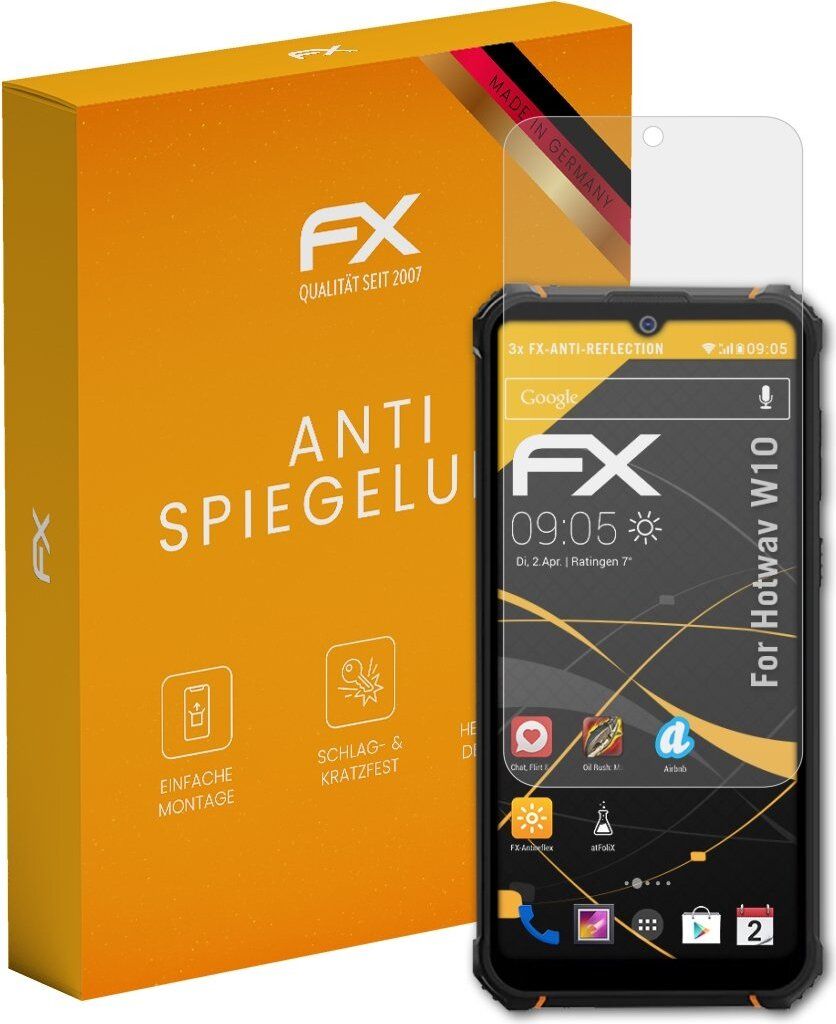 atFoliX FX-Antireflex 3x Schutzfolie kompatibel mit Hotwav W10 Displayfolie