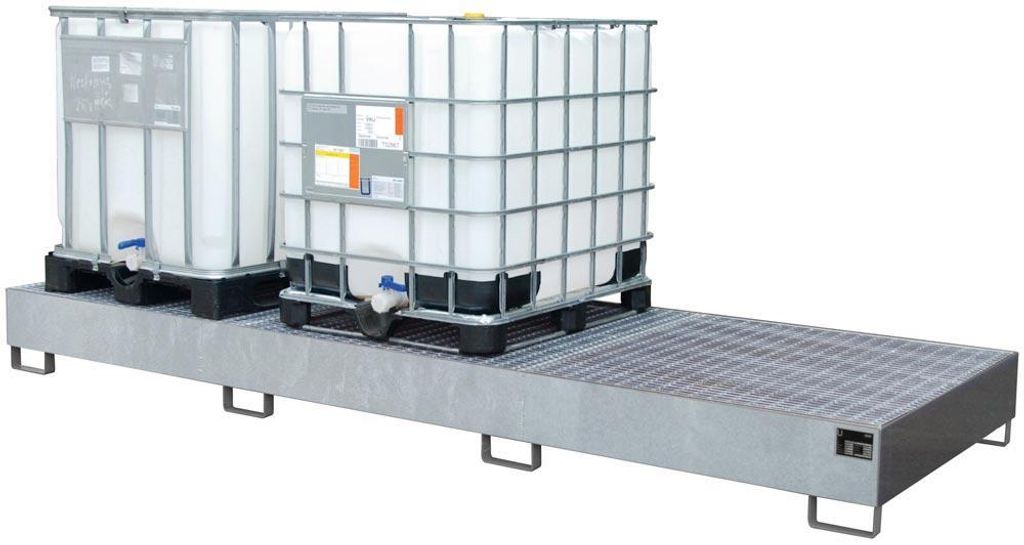 BAUER Auffangwanne m. Gitterrost - Ölwanne - 3 x IBC - Volumen 1.000 l - verzinkt