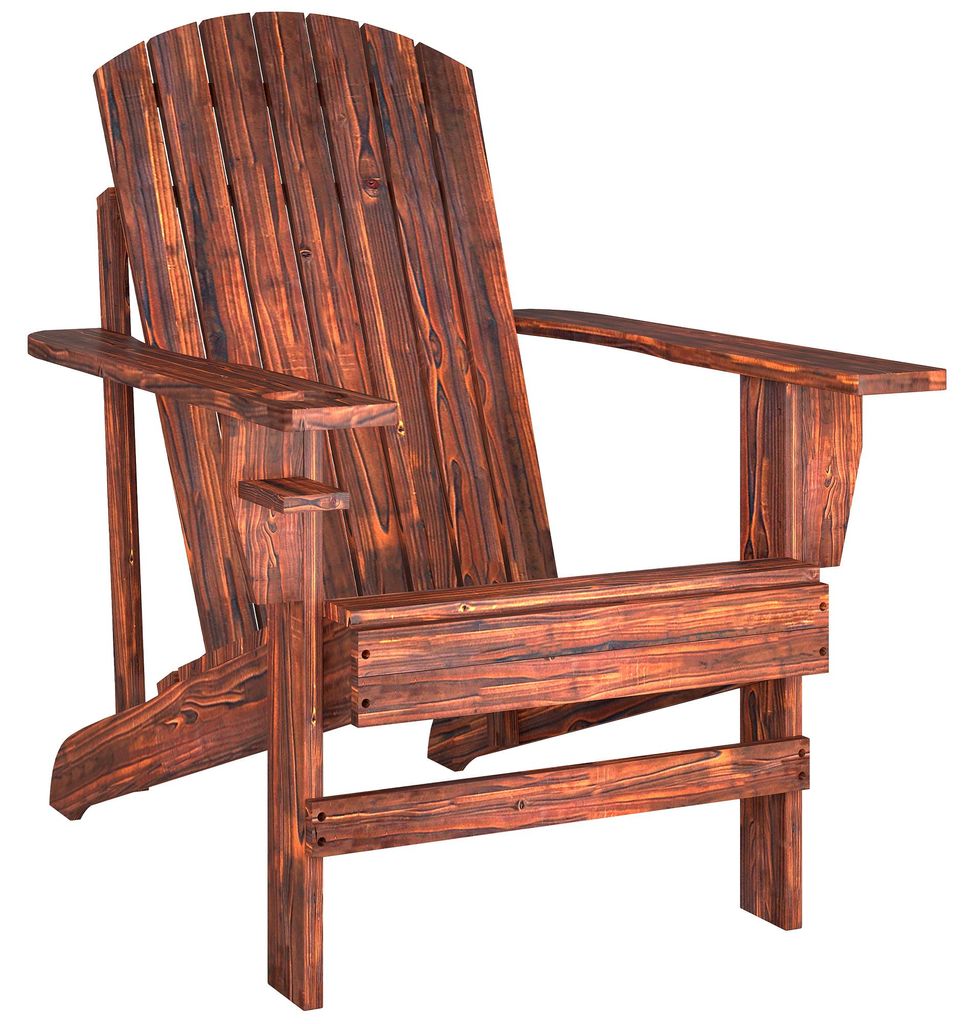 Adirondack-Gartenstuhl mit Becherhalter Gartenliege Balkonstuhl Massivholz Verkohlt 72 x 95 x 93 cm