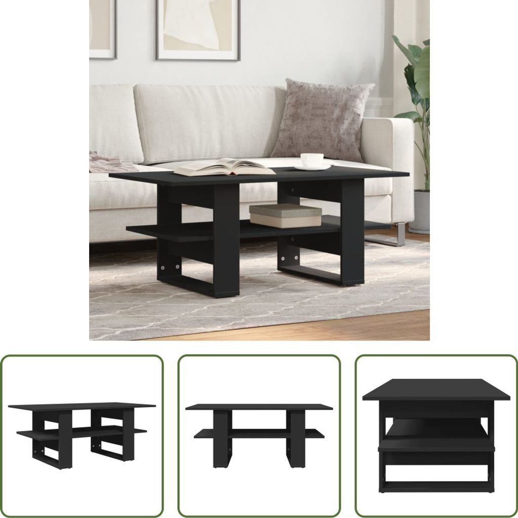 The Living Store Couchtisch Schwarz 102x55x42 cm Holzwerkstoff