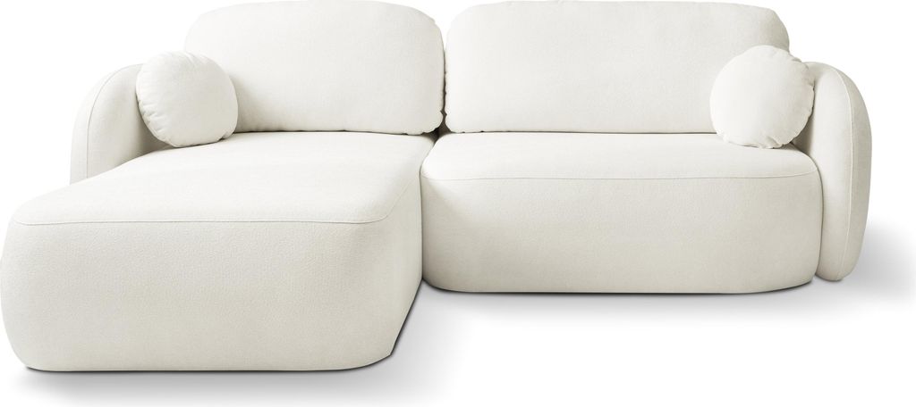 Masseno Ecksofa AMICO L-S mit Schlaffunktion L-Form, Sofa mit Bettkasten, Wohnzimmersofa, Couch, Soffa, Bettsofa, Couchgarnitur- Creme, SICURO 60