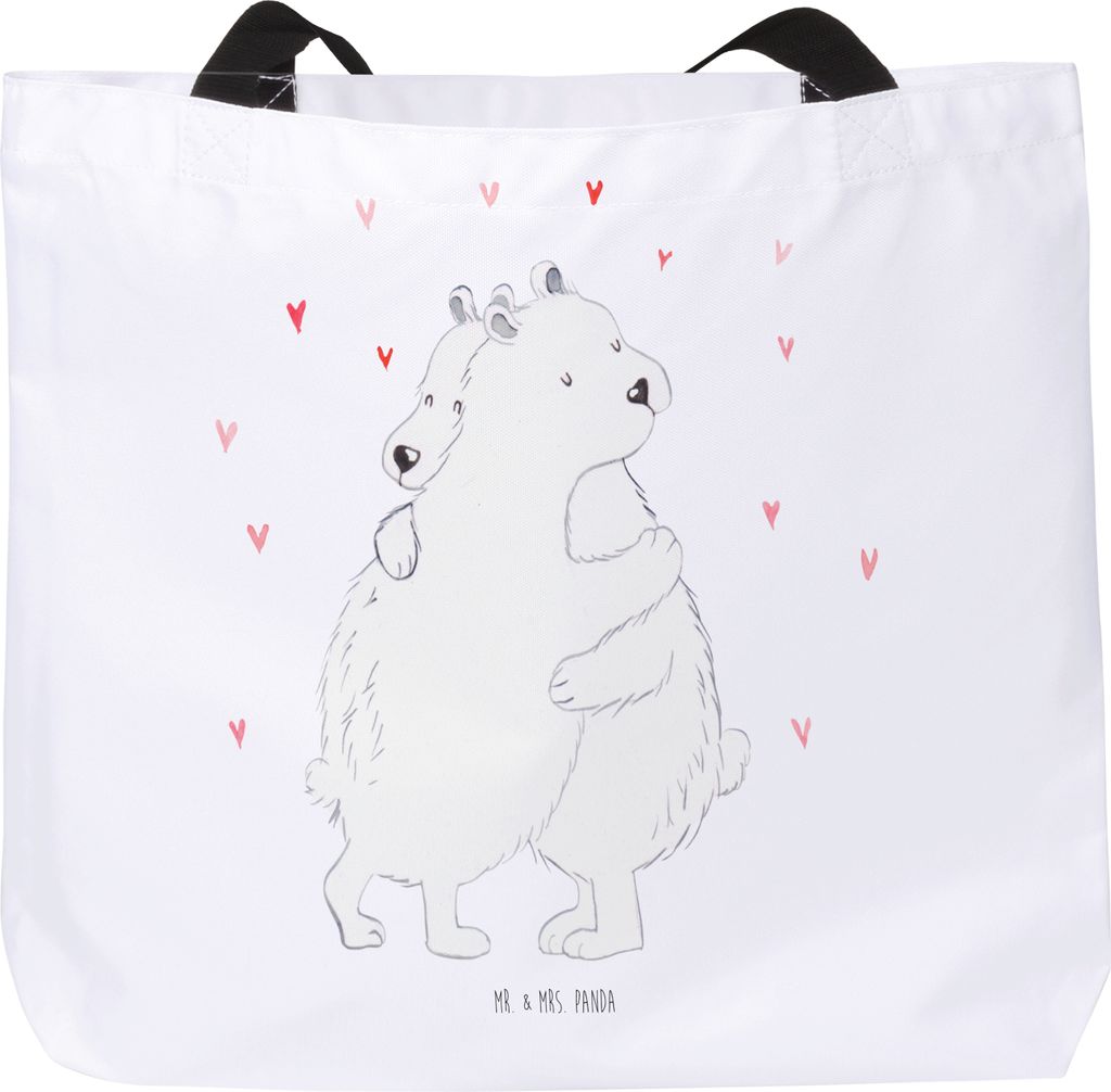 Mr. & Mrs. Panda Tote Bag Eisbär Umarmen - Weiß - Geschenk, Tragetasche, Tiermotive, Tasche, Strandtasche, Reisetasche, Laptoptasche