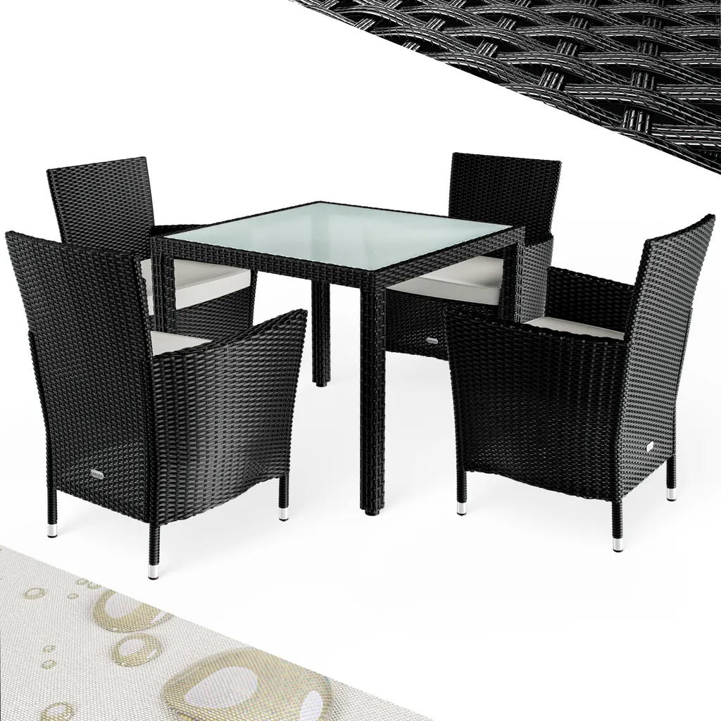 Salon de jardin pour terrasse ou balcon table 90cm et 4 fauteuils empilables
