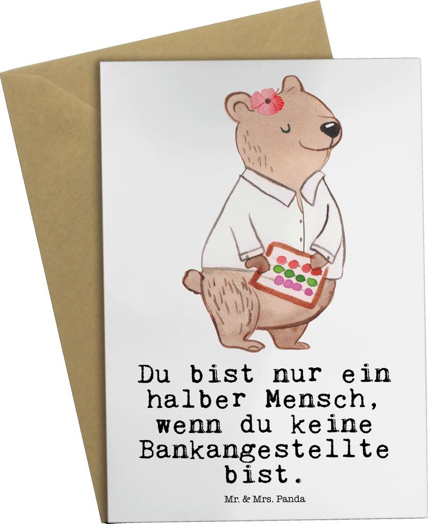 Mr. & Mrs. Panda Beileidskarte Bankangestellte Herz - Weiß - Geschenk, Lustig, Beruf, Spruch, weihnachtskarten, Witzig, glückwunschkarten, osterk...