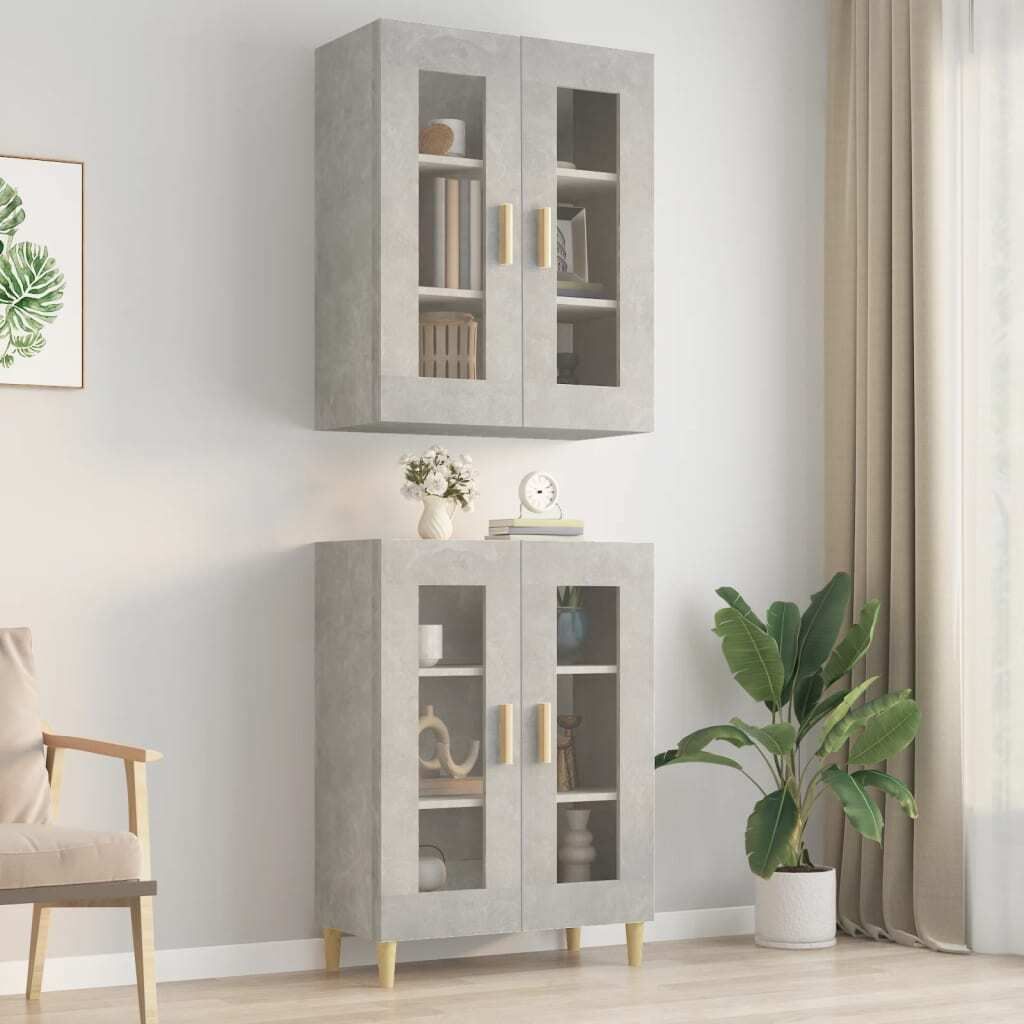 "SALE 2026"Hängeschrank/Sideboard/Kommode - elegantes Design - Buffetschrank - Betongrau 69,5x34x90cm DE283996 - Kommoden