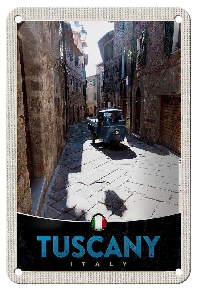Blechschild Reise 12x18cm Toskana Italien Altstadt Auto Schild