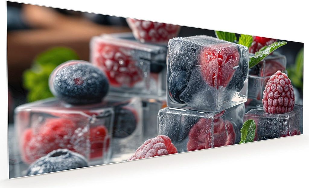Küchenrückwand Spritzschutz Glas mit Motiv Gefrorene Beeren 40 x 40 cm